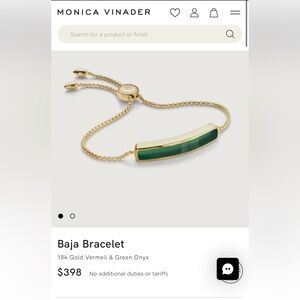 Monica Vinader Gold and Green Onyx Bracelet